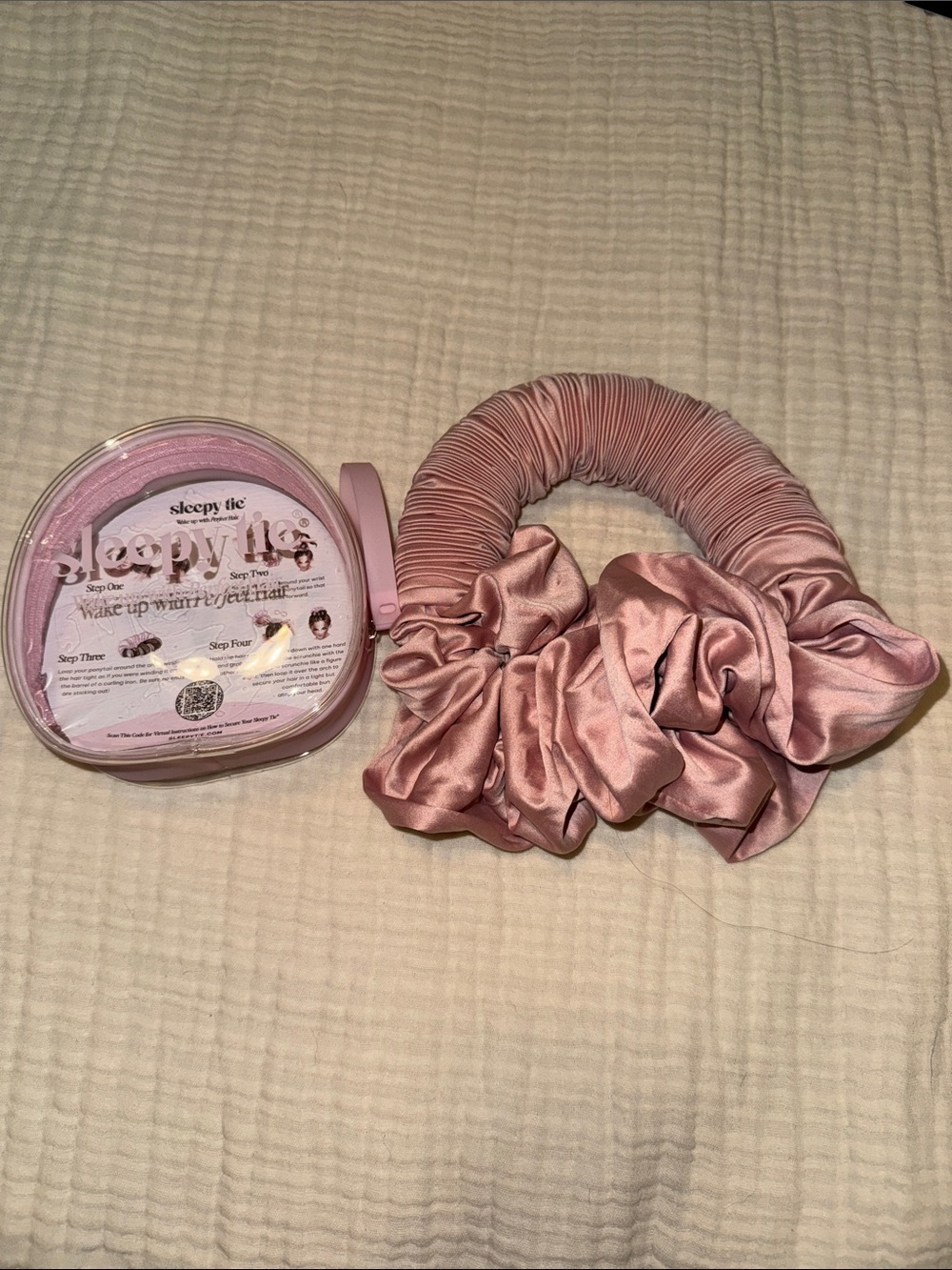 Sleepy Tie Satin Hair Wrap and Scrunchies - Blush Pink Large NEW